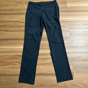 Uniqlo Seersucker Slim Slacks Pants Smart Ankle Navy Blue Size 31x34 Office